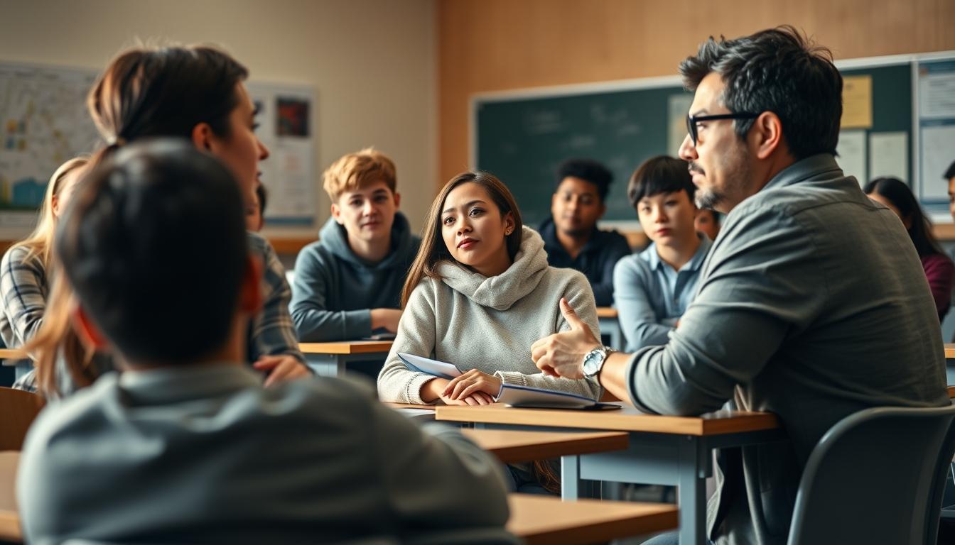 Student using a study guide to organize academic notes
